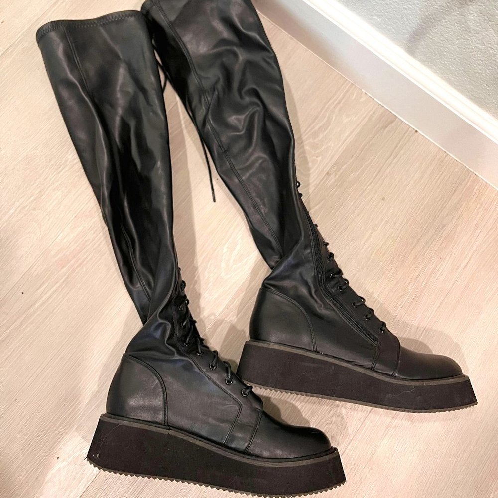 Koi Footwear Goth Lace Up y2k Chunky Platform Boots Size 9